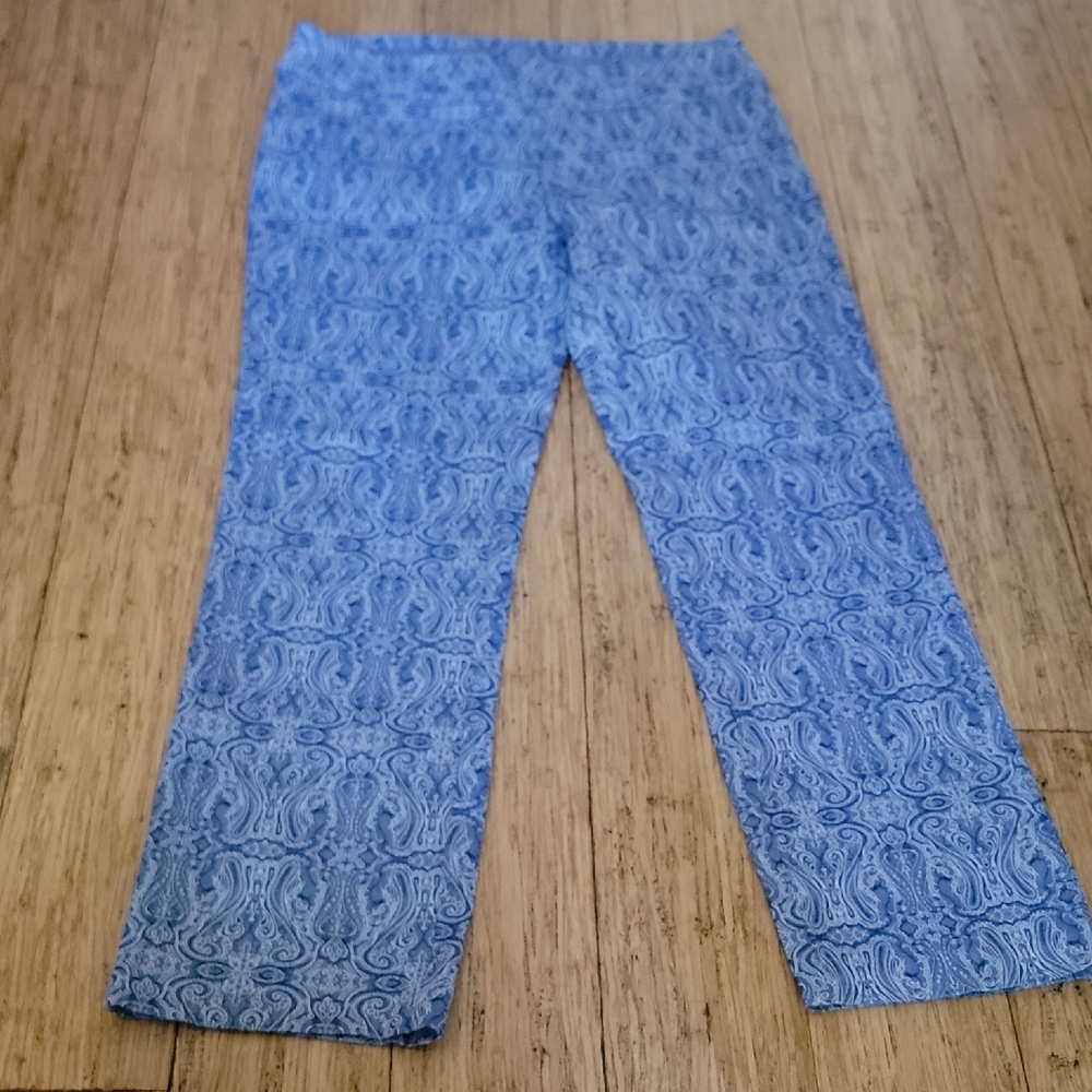 Lulu-B Light Blue Paisley Straight Leg Pants
